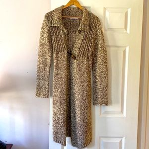 Brown and white cardigan. Size medium.
